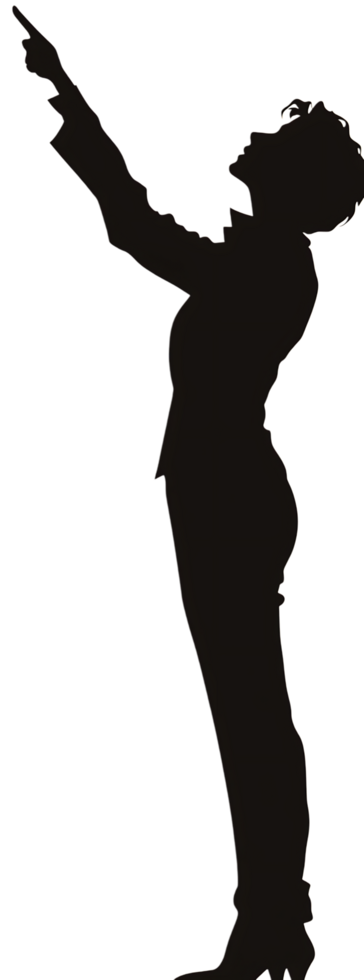 Silhouette of a person reaching upwards. png