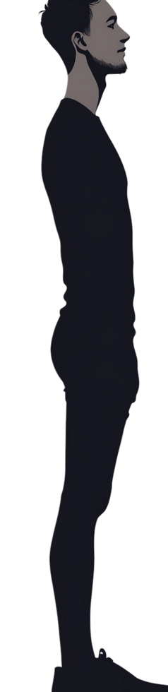 A silhouette of a man standing on a black background png