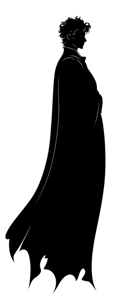 Silhouette of a man in a cape png