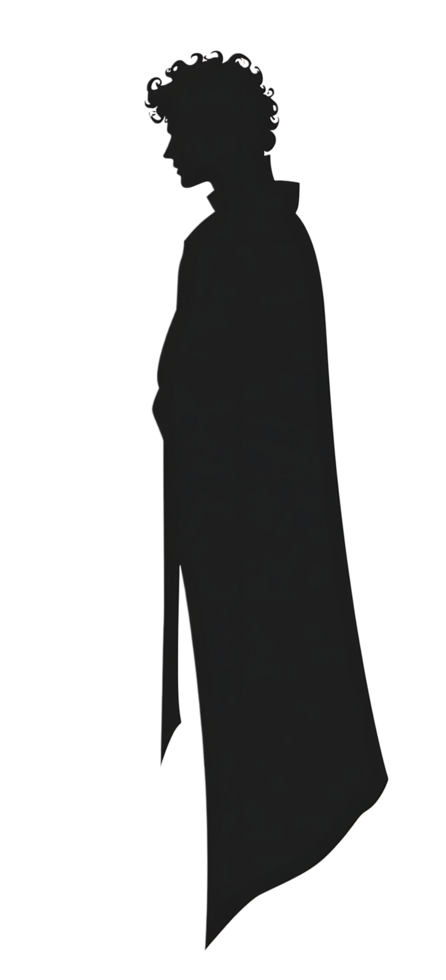 A silhouette of a man in a black cloak png