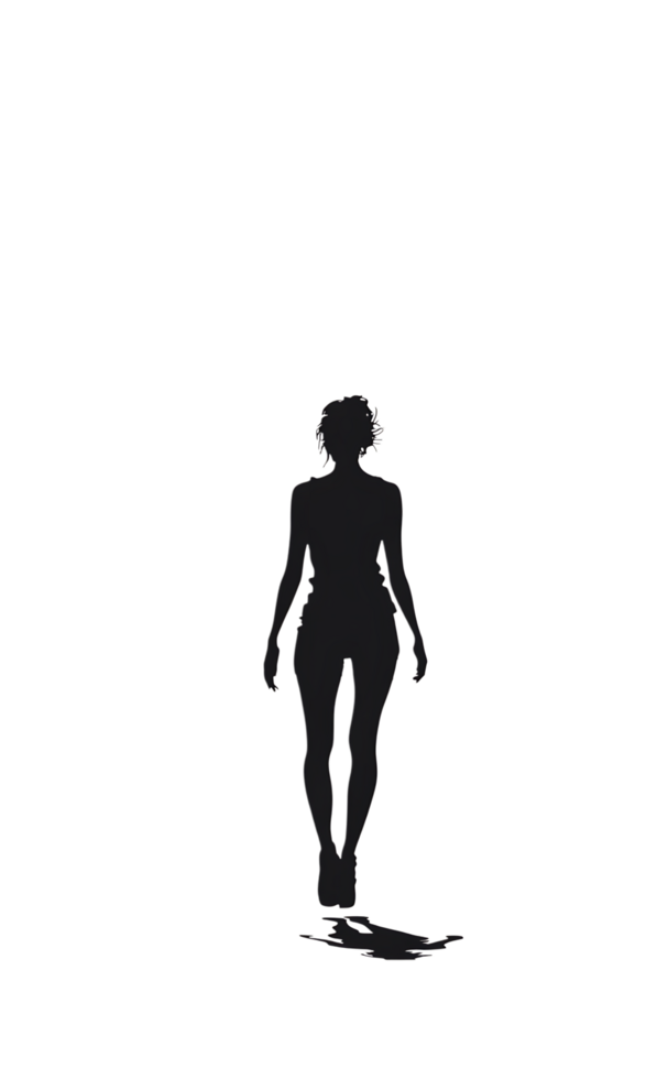 Dark silhouette of a woman scuba diving underwater png