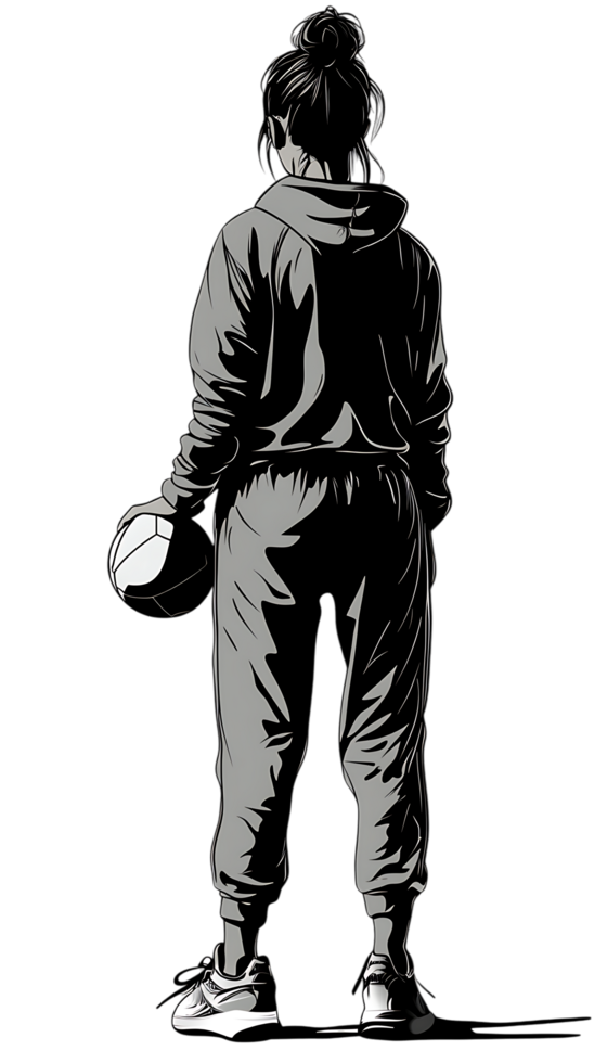 Silhouette of a woman volleyball player png
