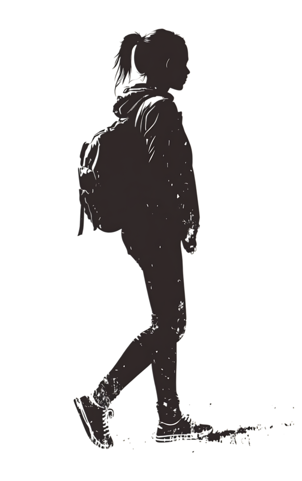Silhouette of a person walking at night png