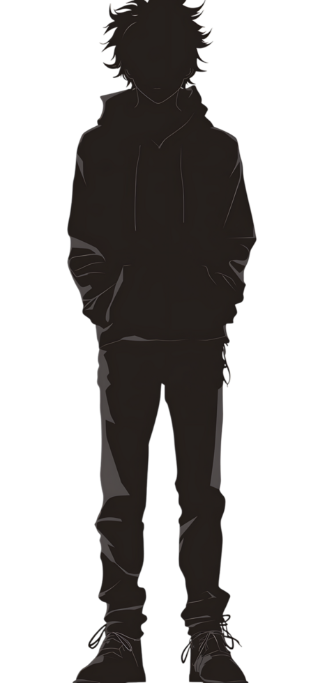 Silhouette of a person in a hoodie png