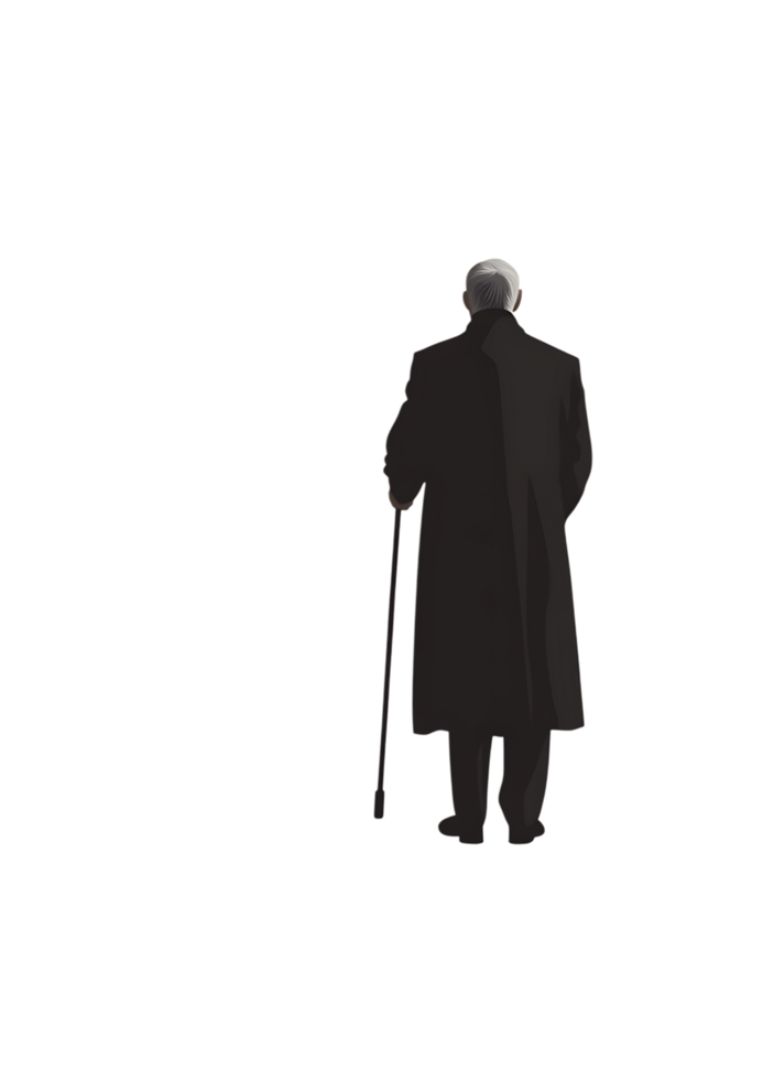 An illustration of a man in a coat and hat png