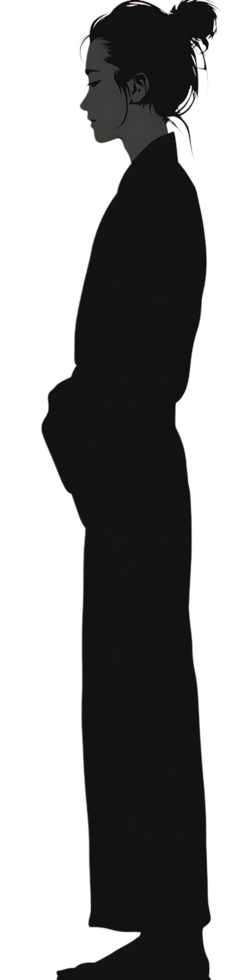 A silhouette of a woman in a black robe png