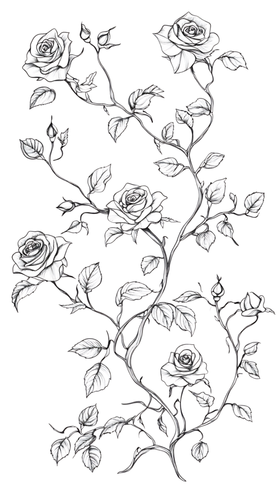 A drawing of roses on a black background png