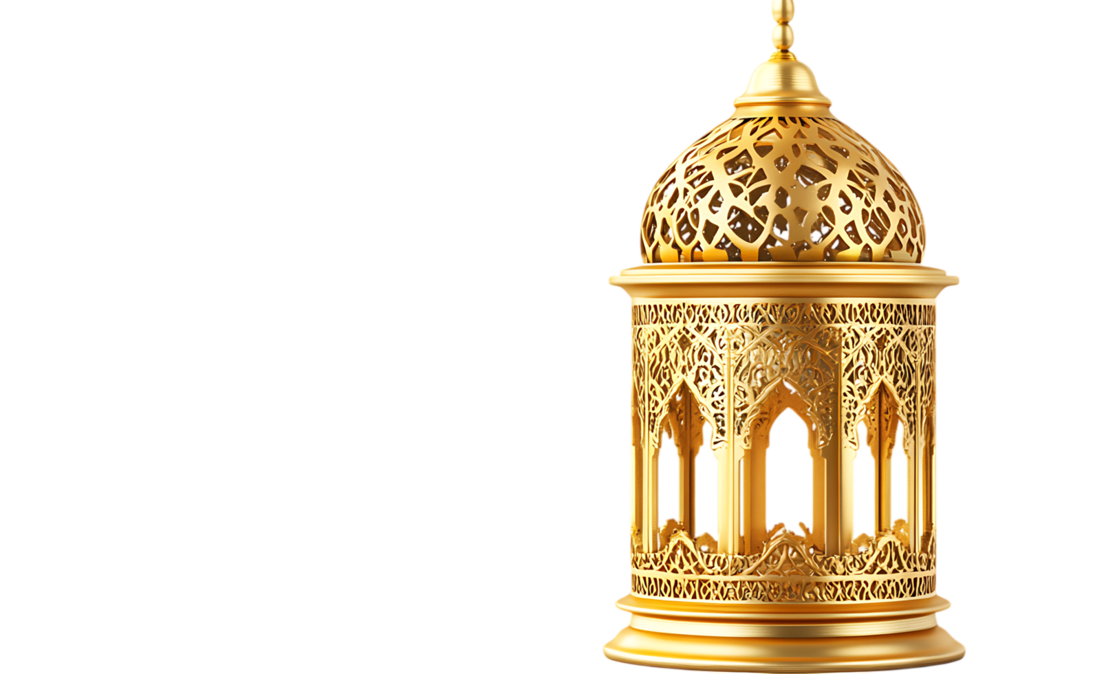 Elegant golden lantern with intricate design. Perfect for Ramadan or festive occasions. png
