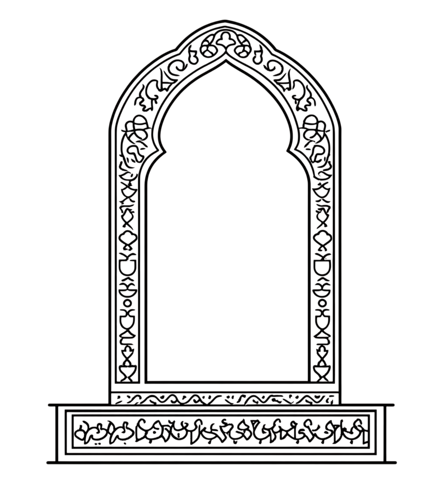 Elegant Gothic arch window or door frame with intricate details. Perfect for design or architectural projects. png