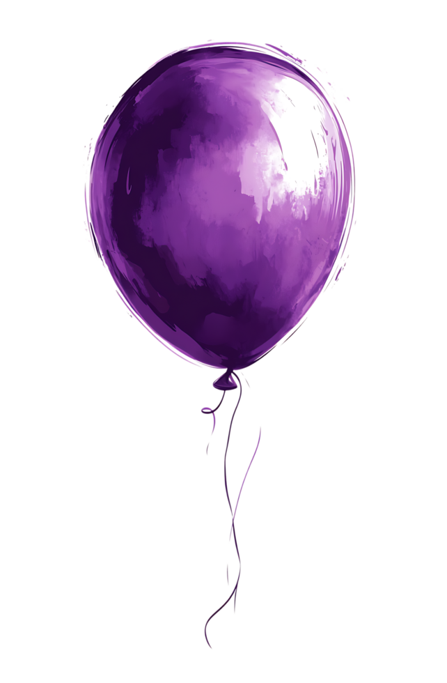 Single purple balloon isolated on black background png