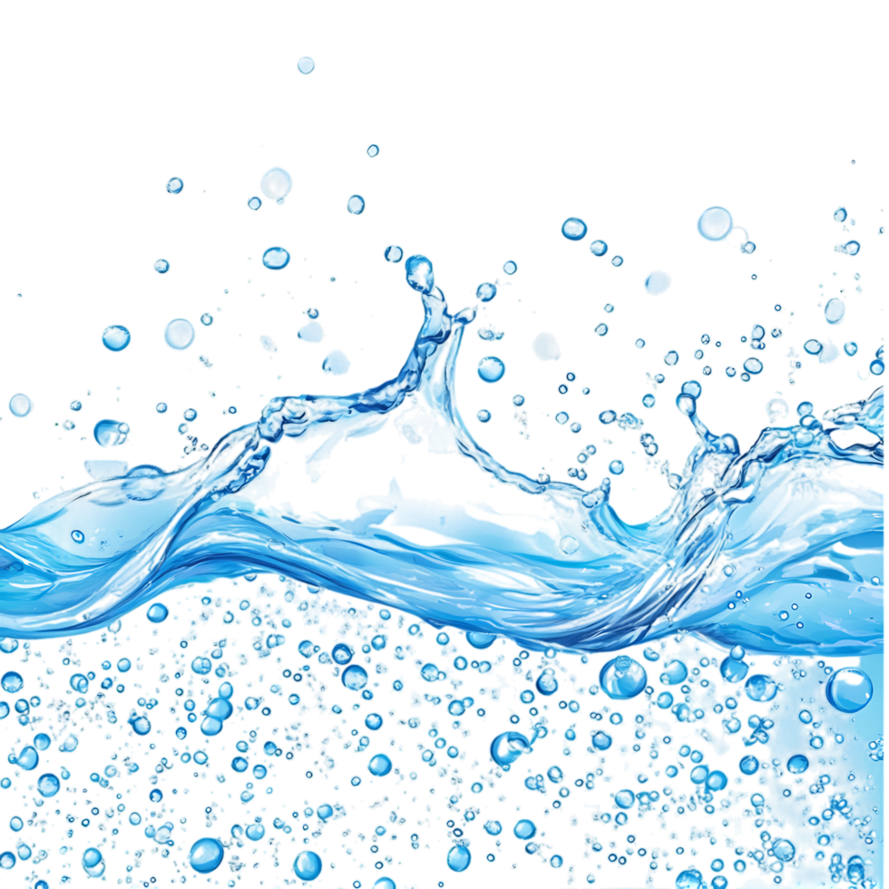 Dynamic blue water splash with droplets. Clean, fresh, and vibrant. png