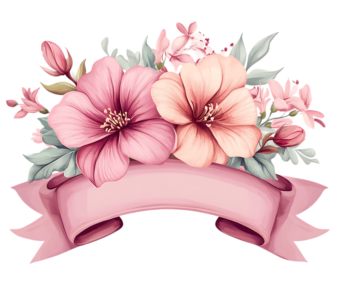 Watercolor floral design, perfect for invitations, cards, or website decoration. png