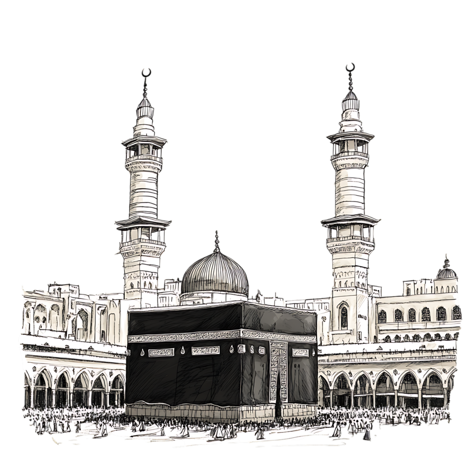 Black cube in the center of the Grand Mosque in Mecca, Saudi Arabia. png