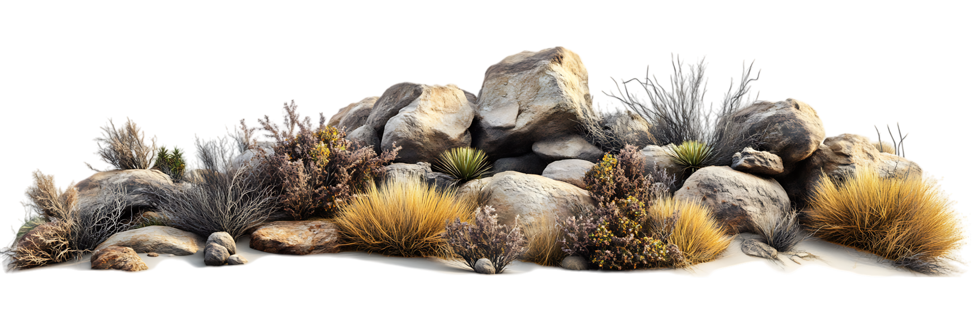 Rocks and plants for garden decoration png