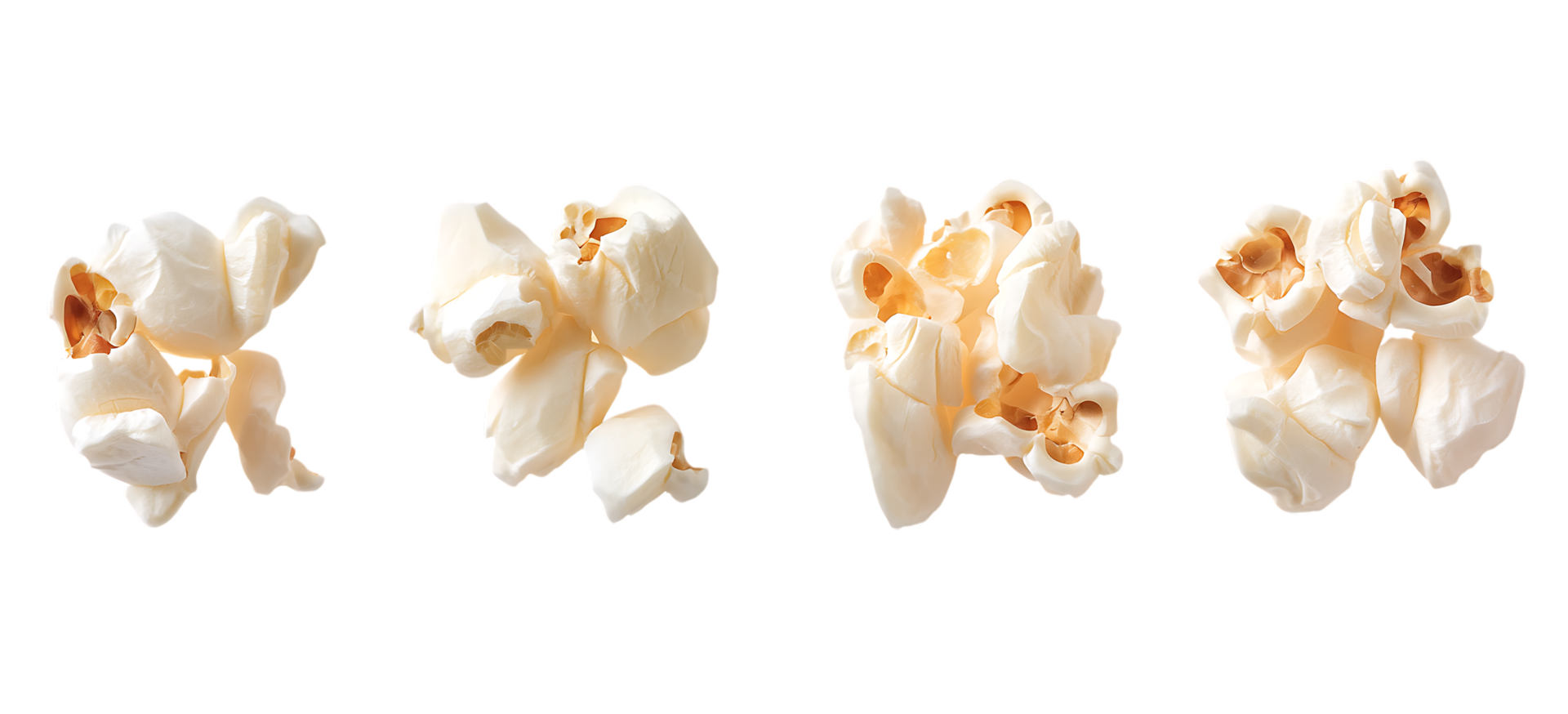 Four piles of delicious popcorn kernels. png