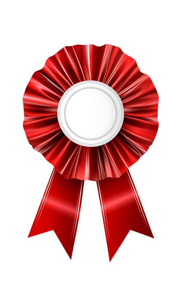 Red rosette award ribbon with blank center png
