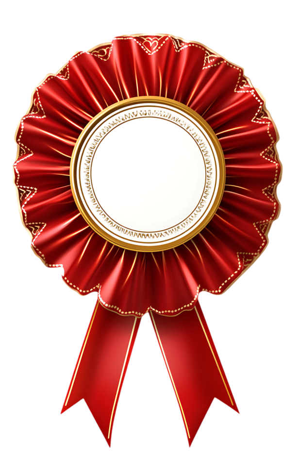 Blank red rosette award ribbon. Perfect for design projects. png