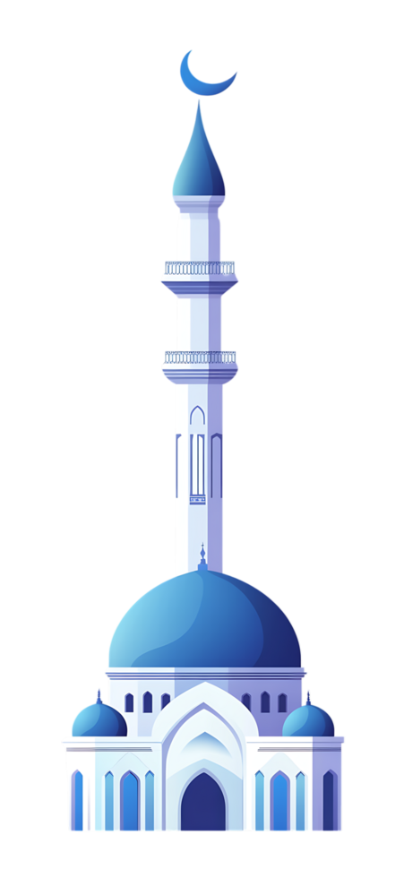 Mosque illustration, Islamic architecture, blue dome, minaret. png