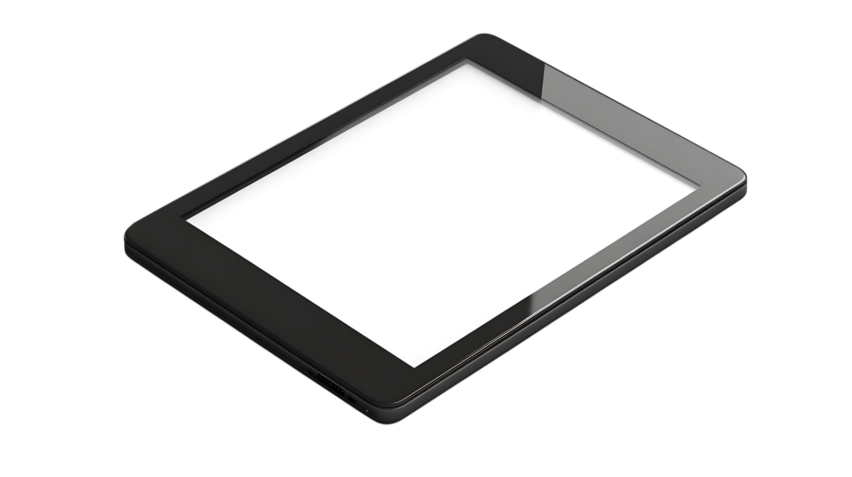 Black e reader mockup with blank screen. png