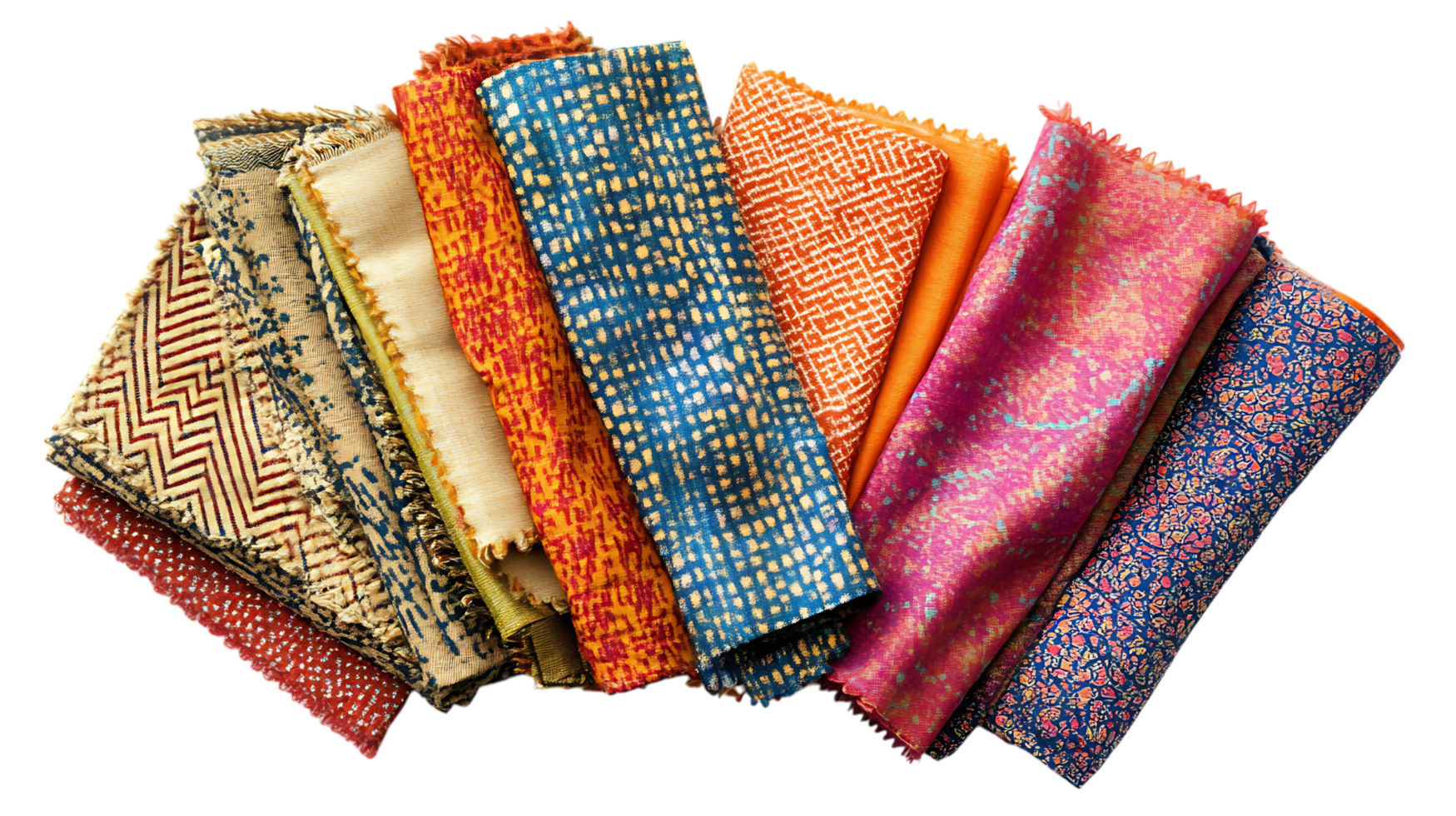 Colorful fabric swatches, textile samples png