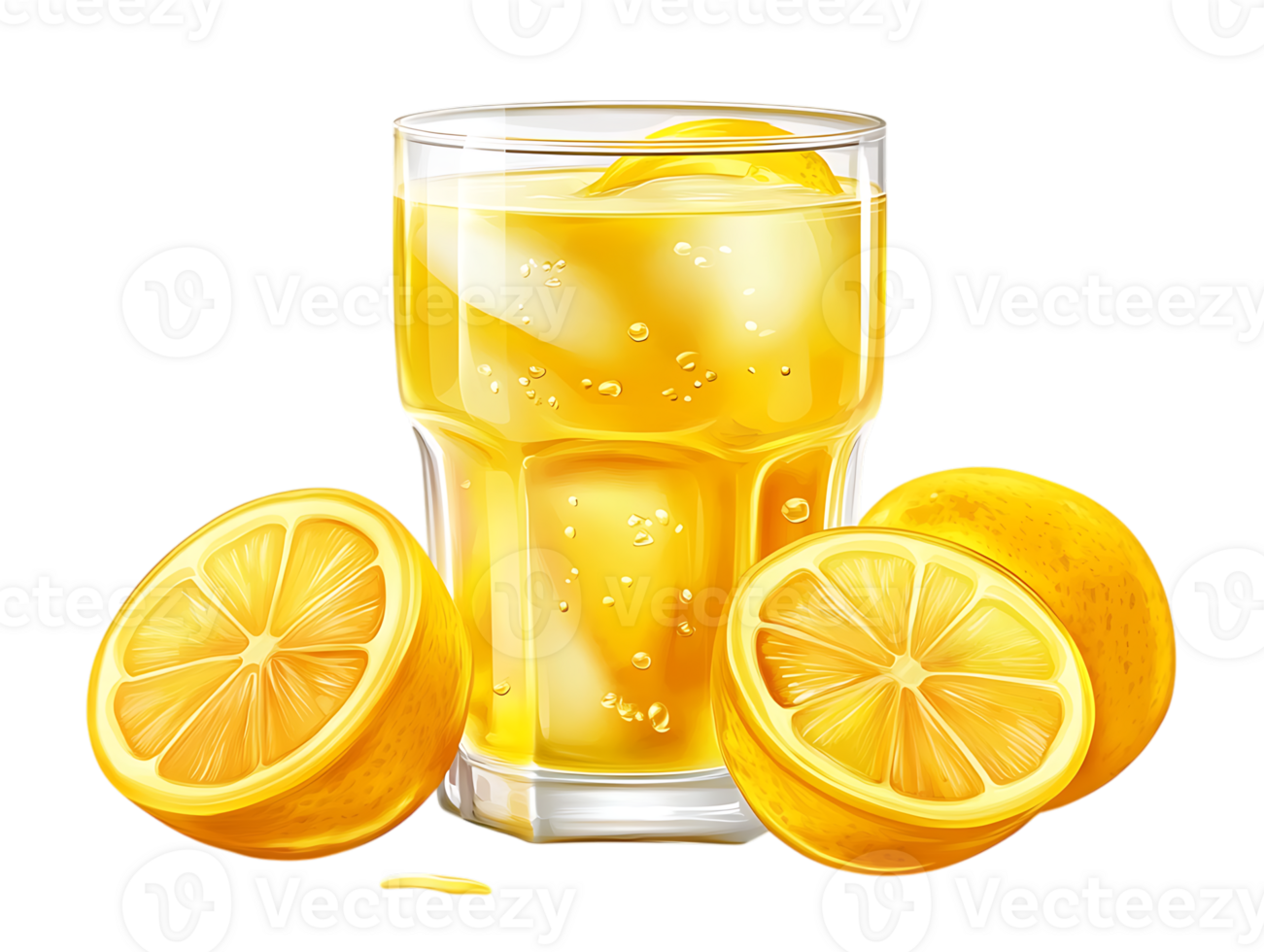 Refreshing glass of orange juice with fruit slices png