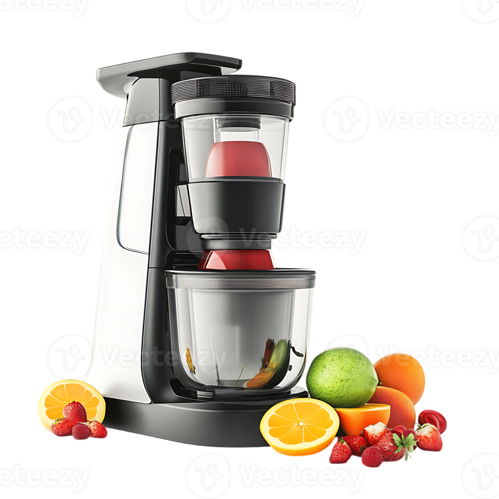 Modern electric citrus juicer and fruit. png