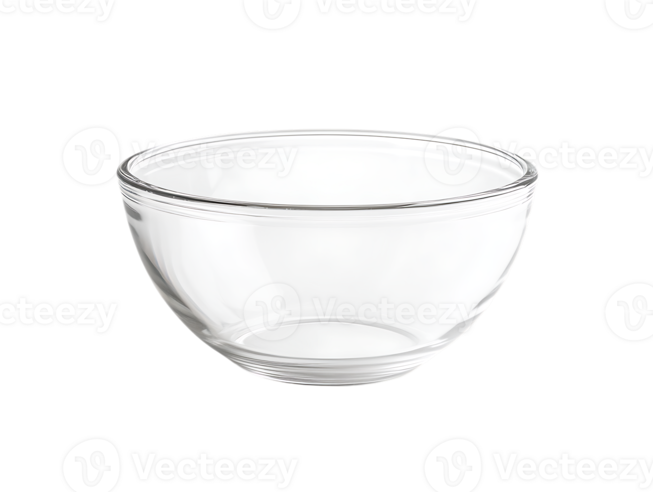 Empty clear glass mixing bowl isolated on white png