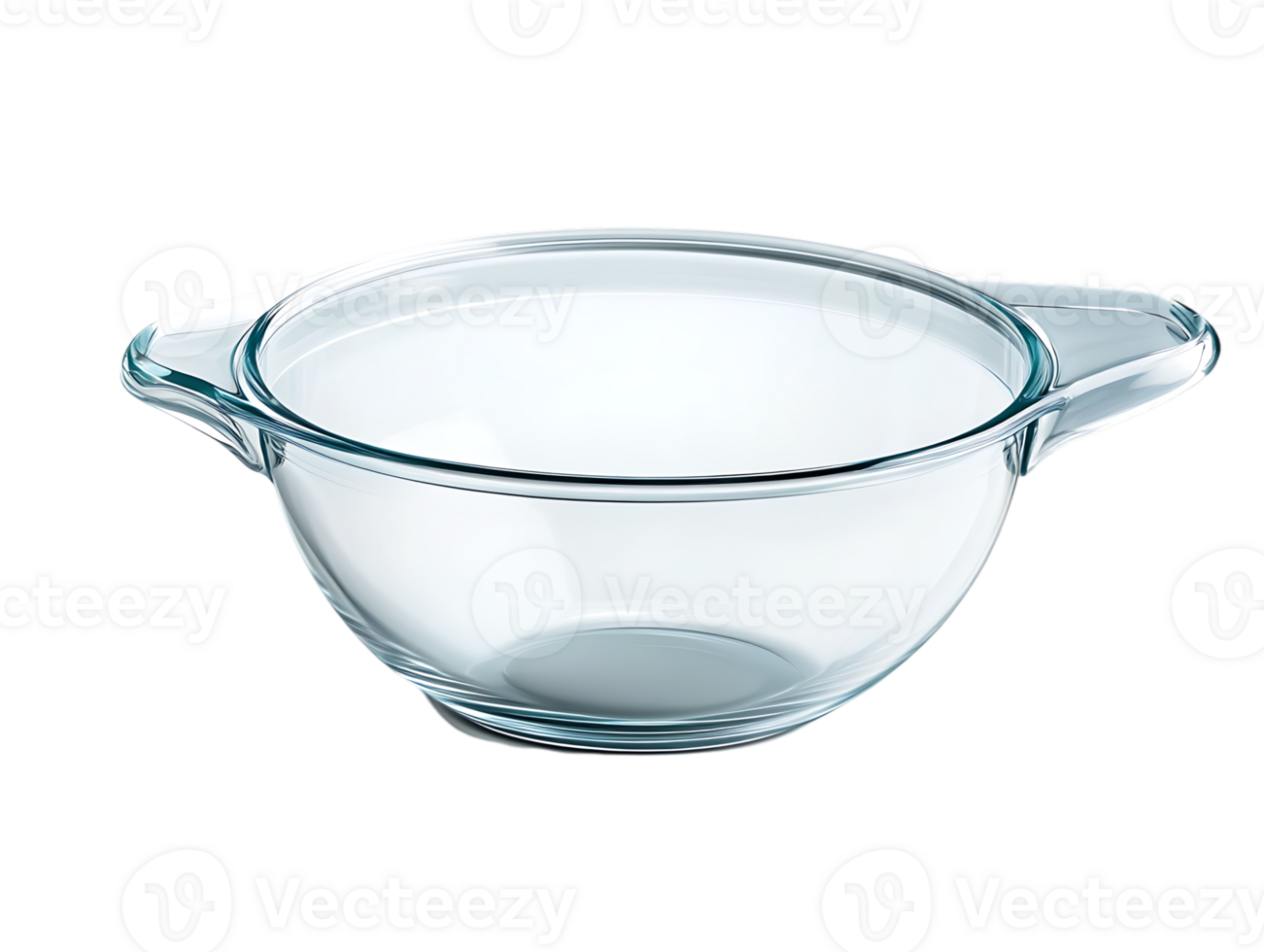 Empty glass bowl with handles, kitchenware. png