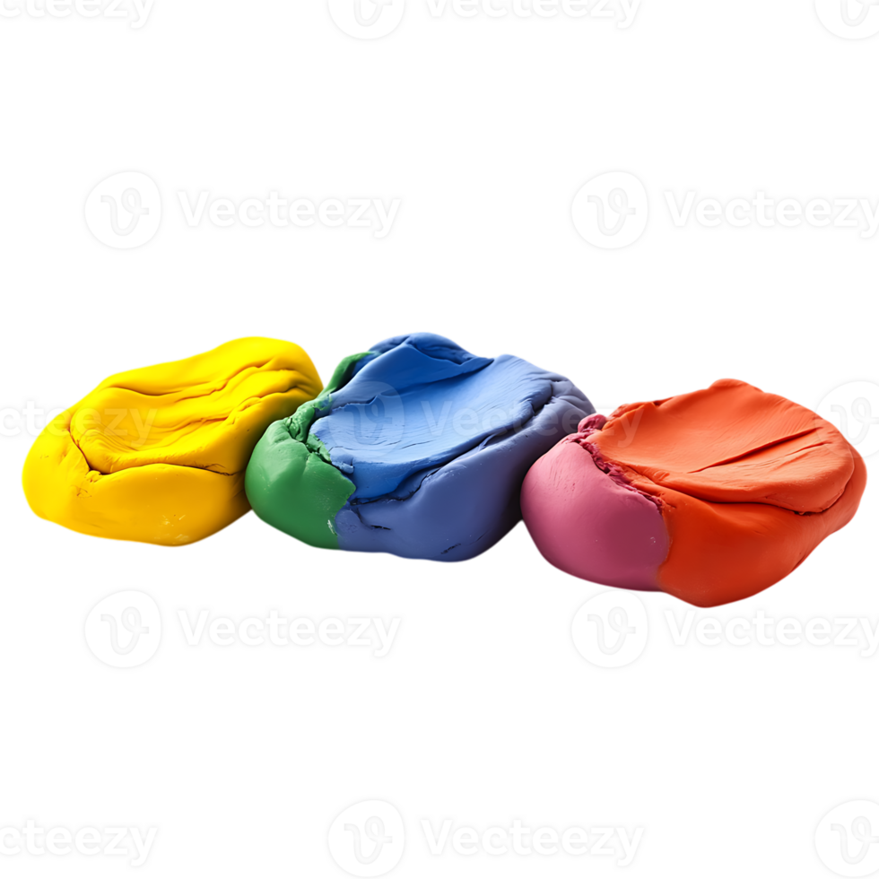 Colorful modeling clay pieces on white background png
