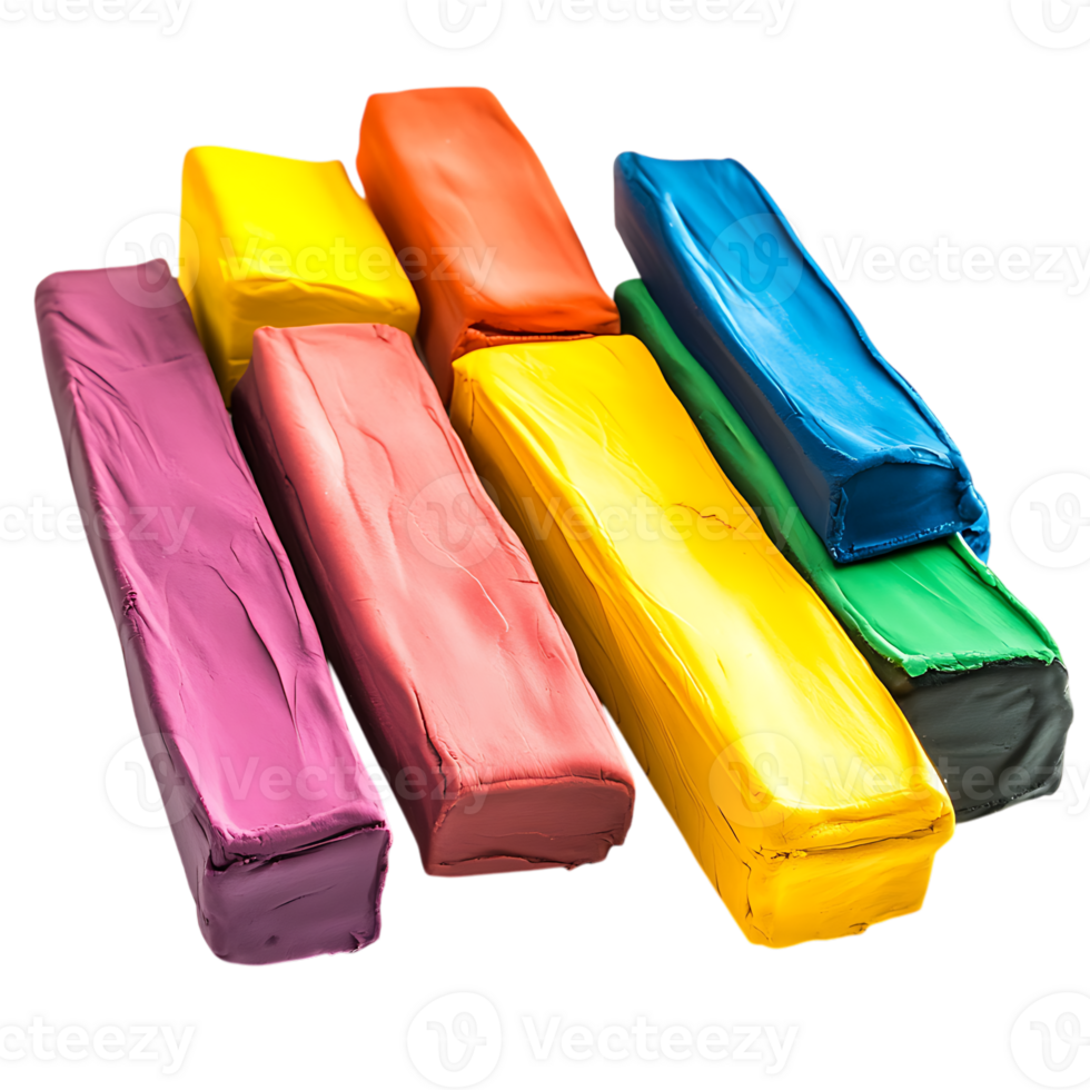 Colorful modeling clay sticks on black background png