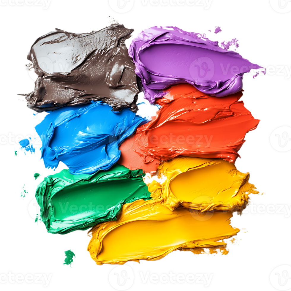 Colorful oil paint strokes on black background png