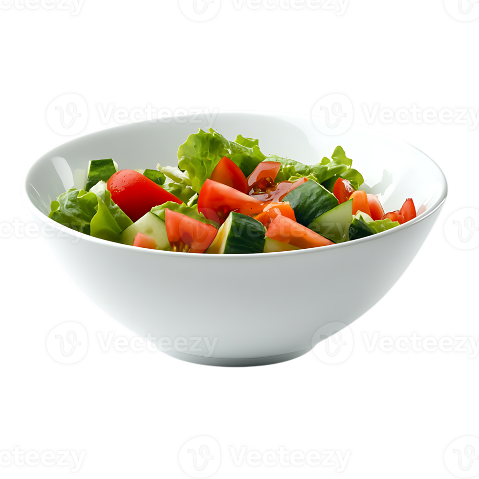 Fresh vegetable salad in a white bowl png