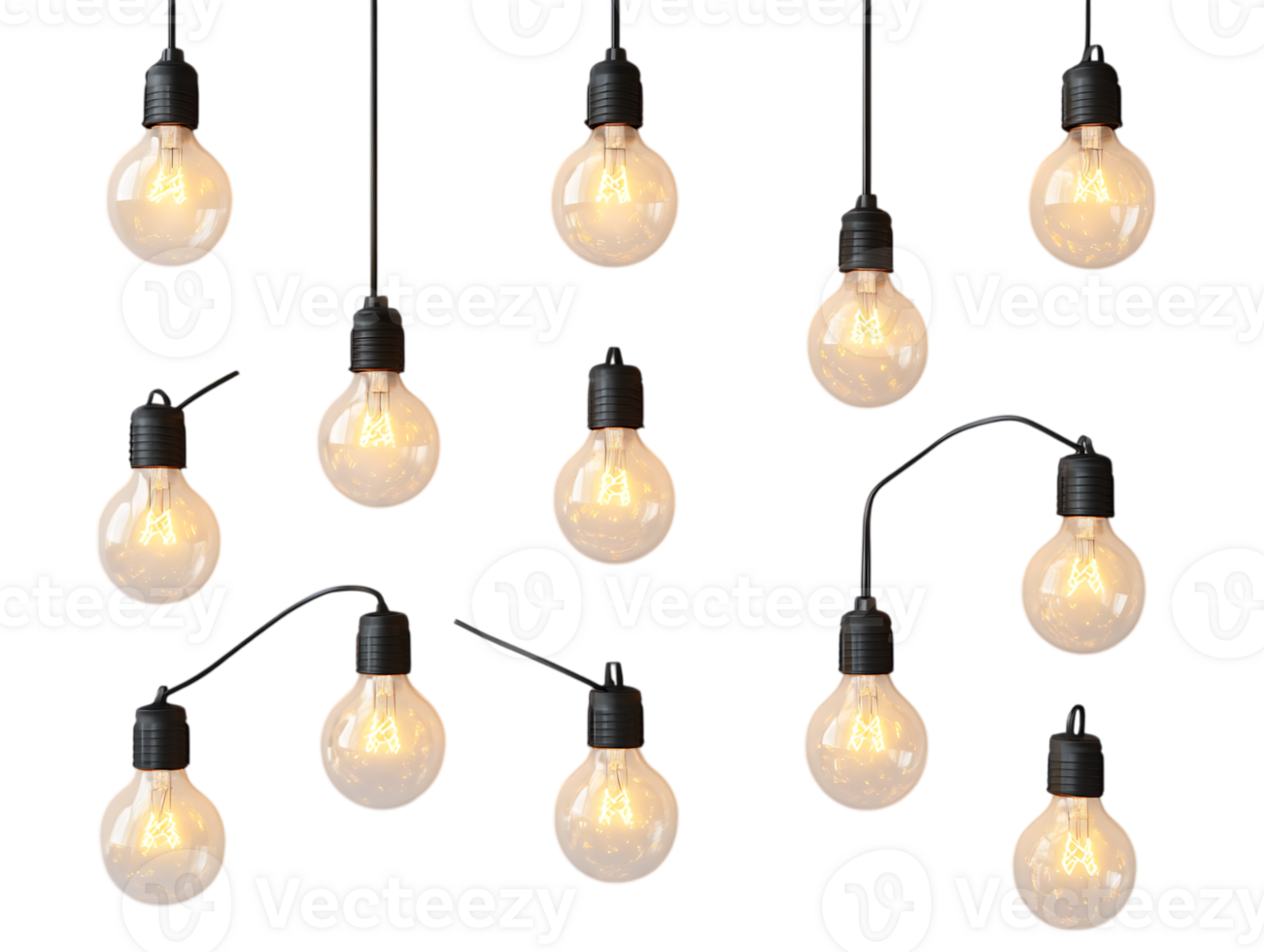 String lights with warm toned bulbs png