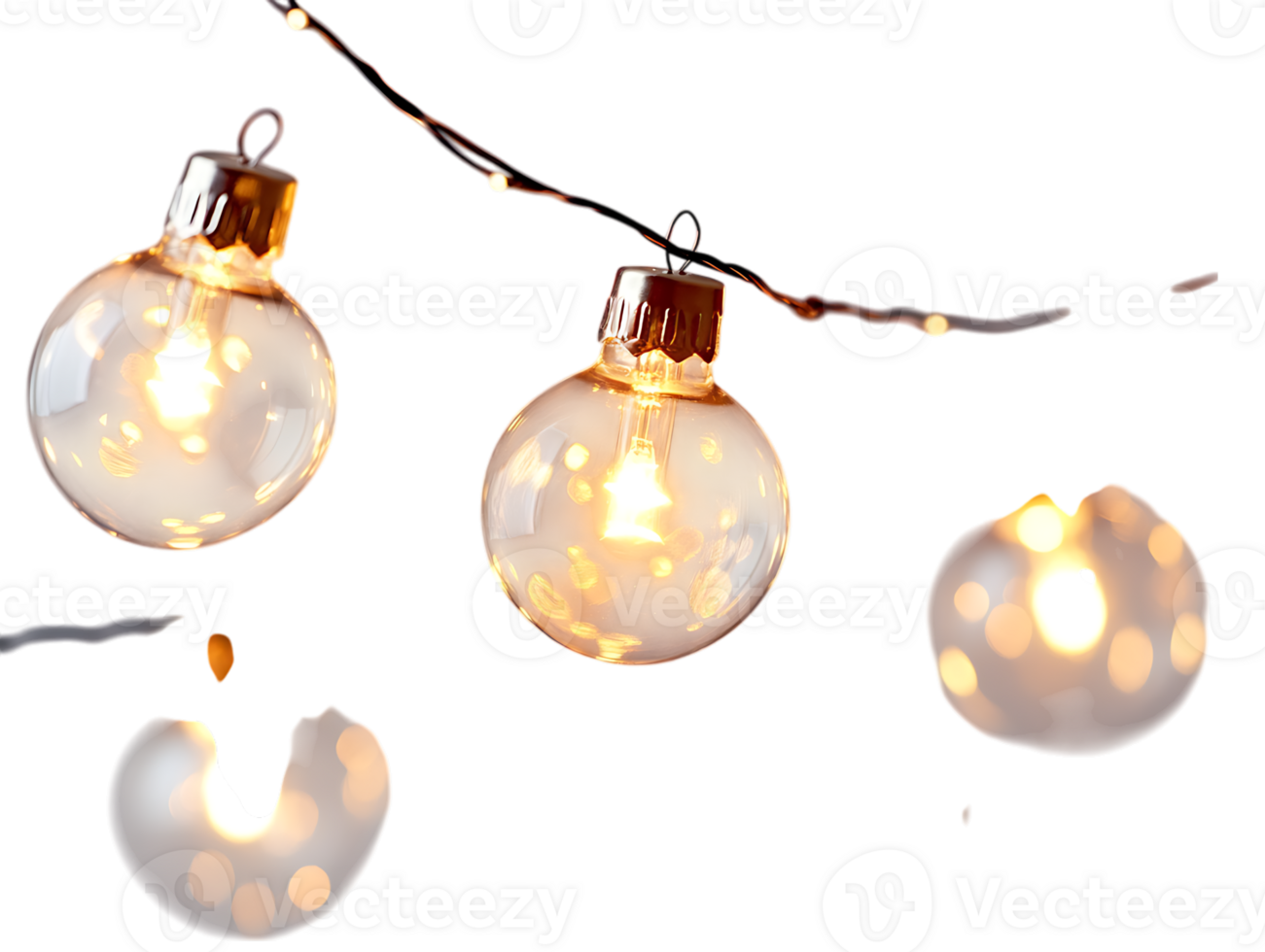Glowing string lights, warm light, festive decor png