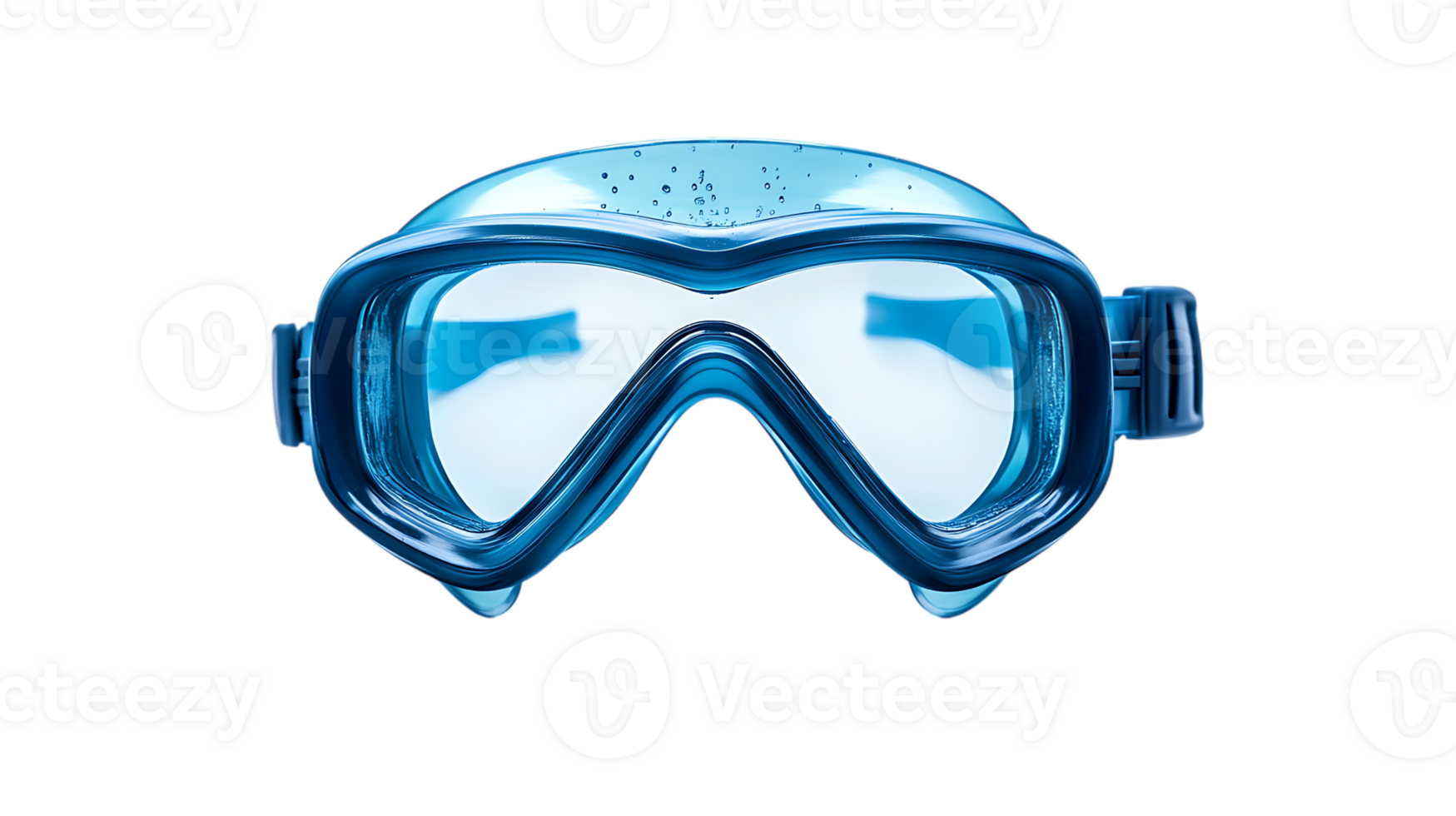 Blue swimming goggles isolated on black background png