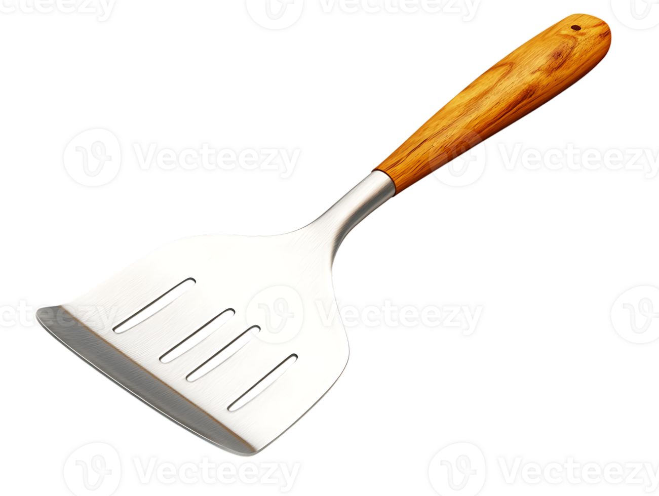 Stainless steel spatula with wooden handle png