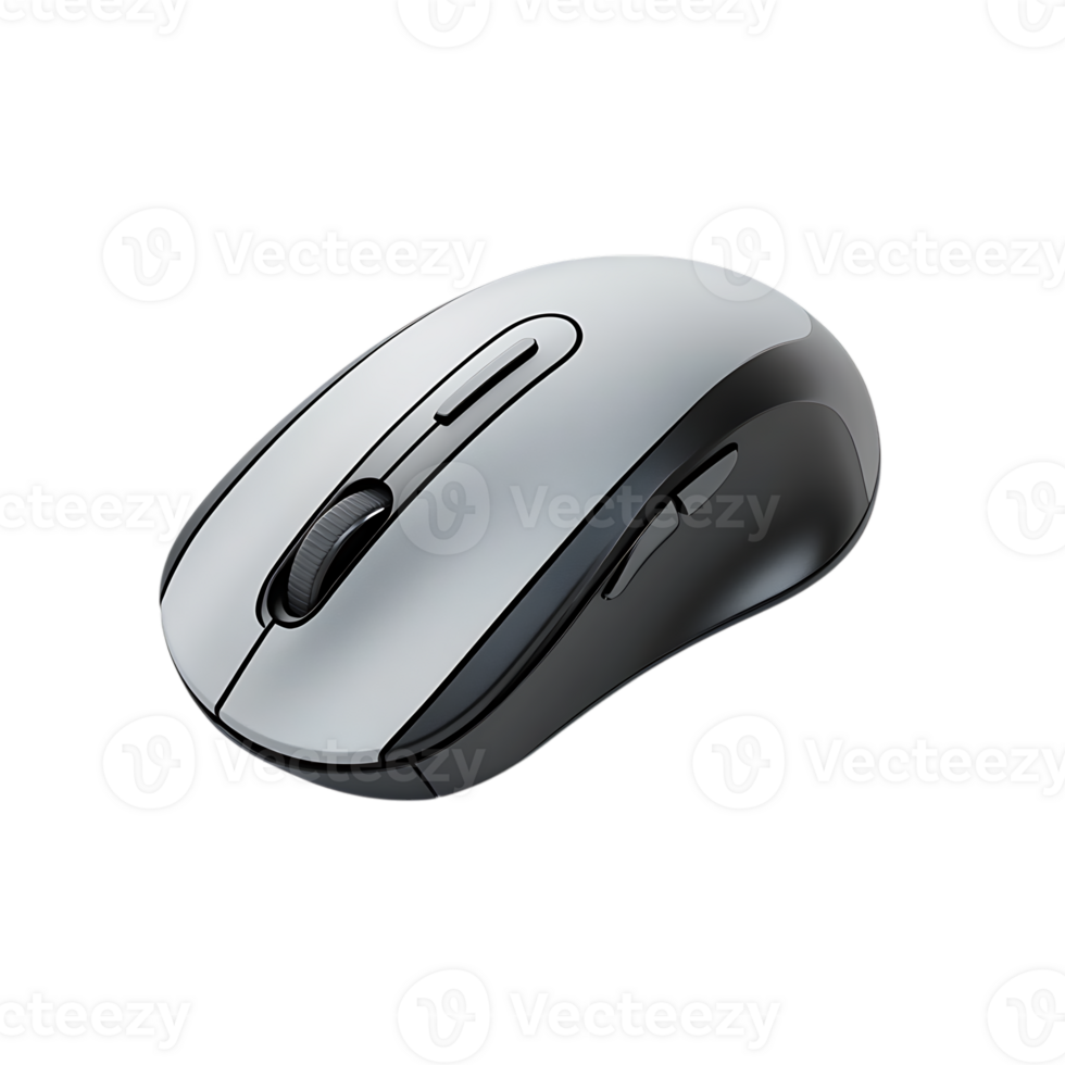 A computer mouse is shown on a black background png