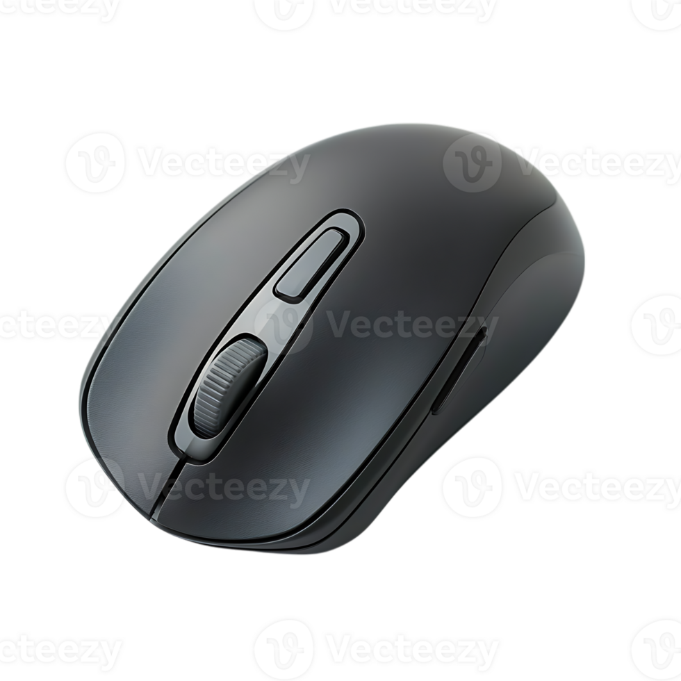 A black computer mouse on a black background png