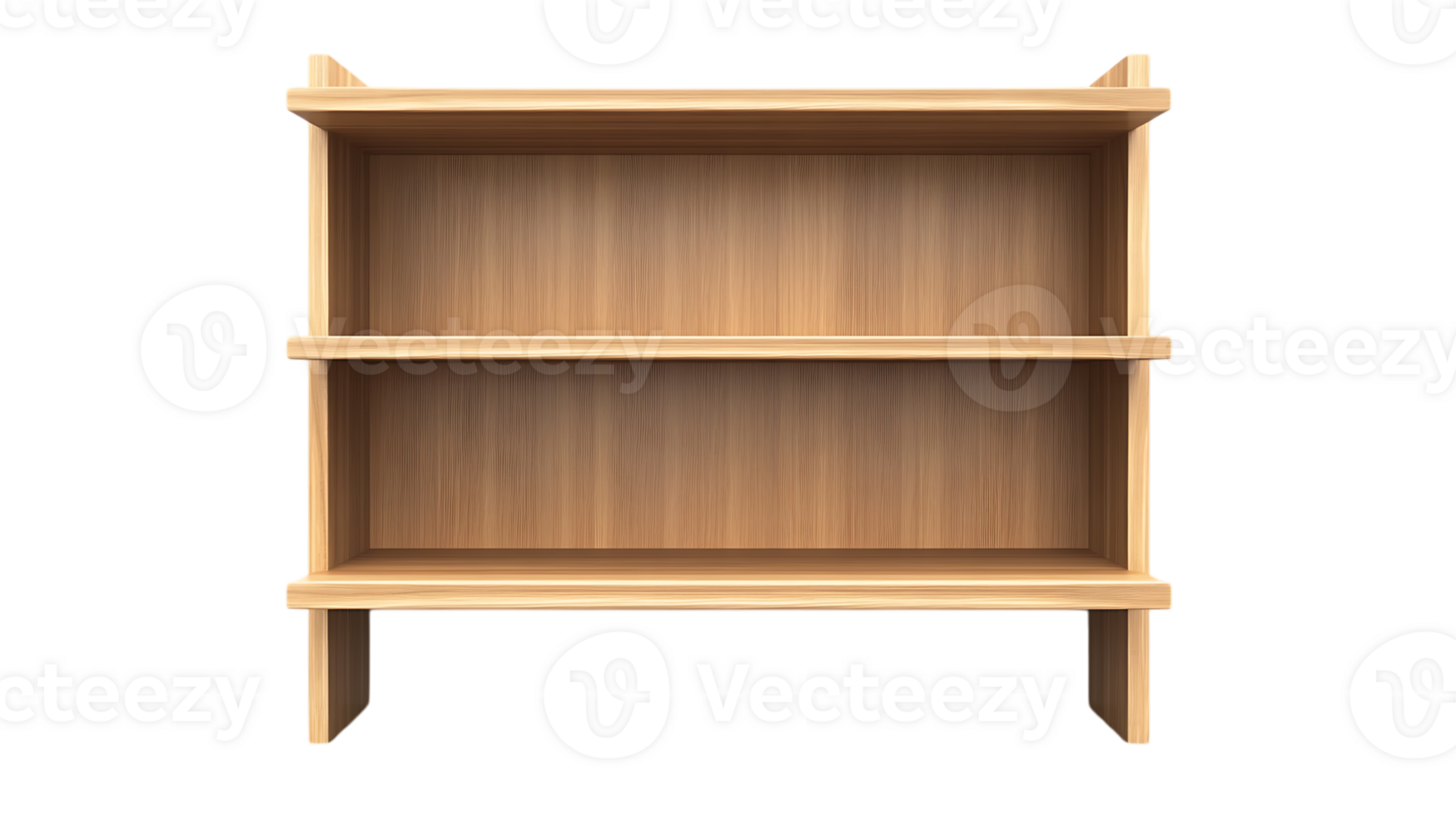 A wooden shelf with two shelves on it png