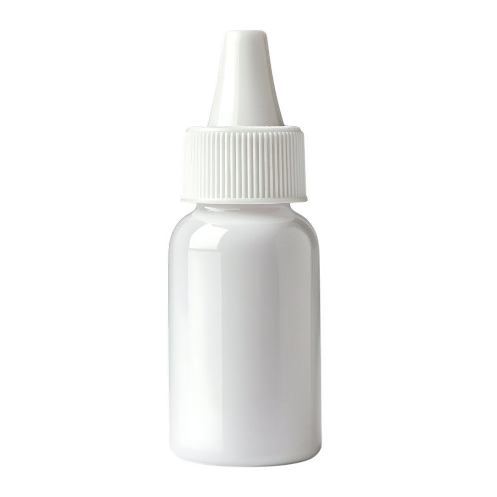 White plastic bottle with dropper cap png