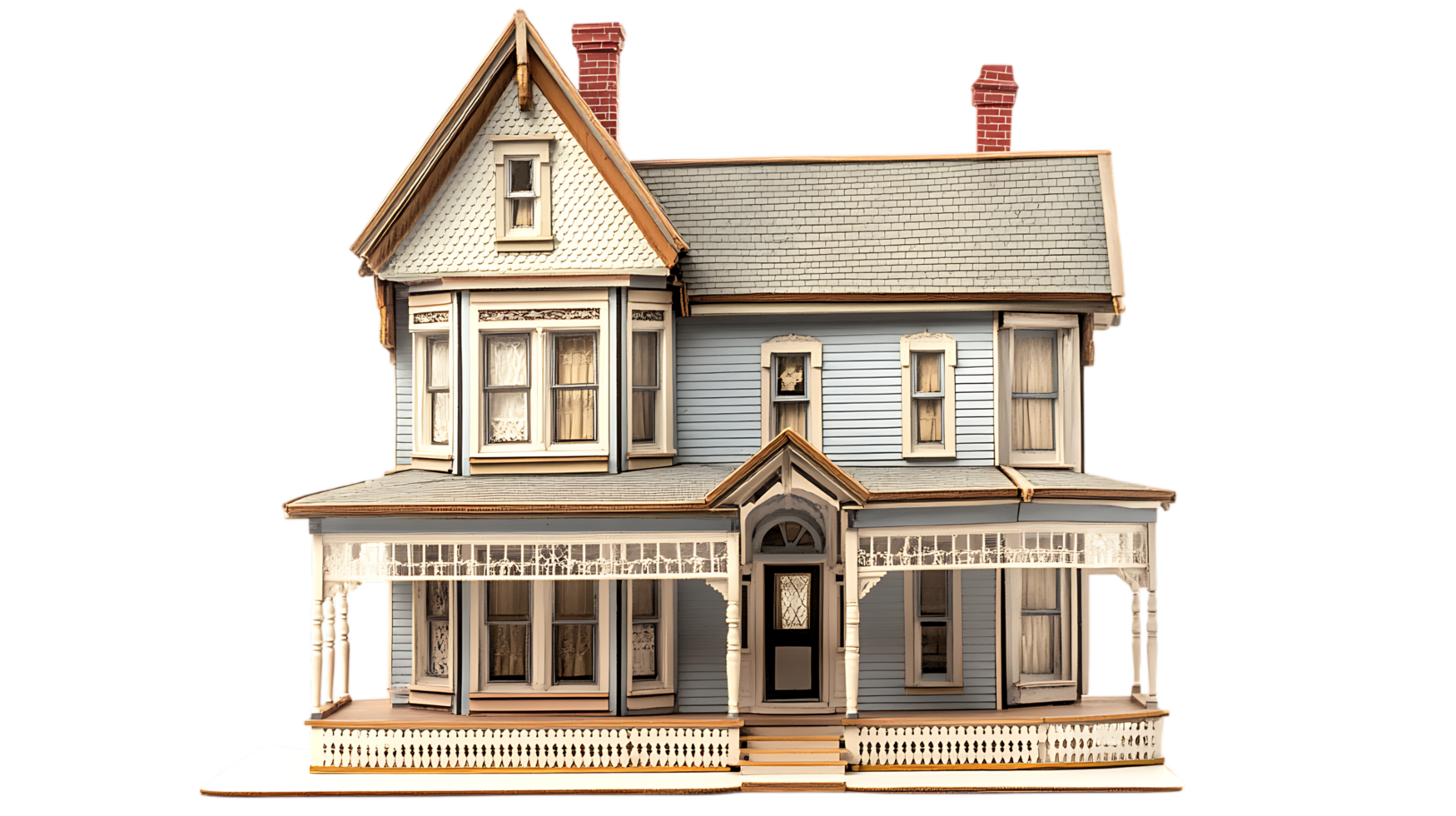 Victorian dollhouse model, detailed craftsmanship png