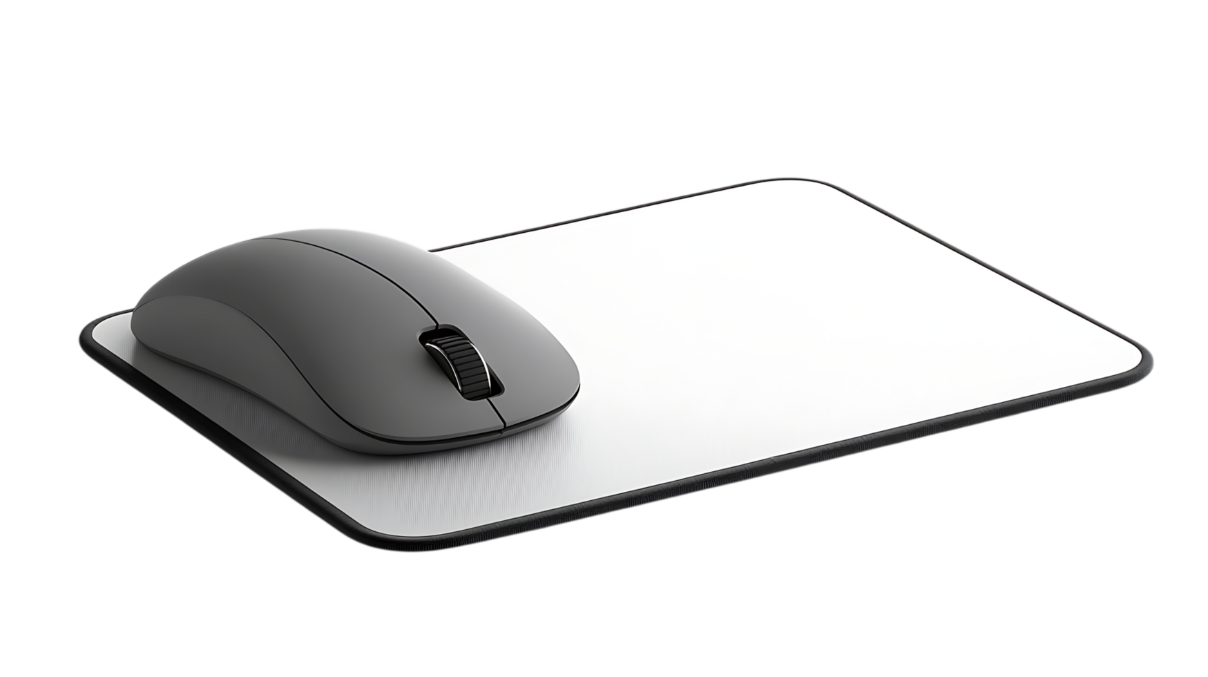 Wireless computer mouse on a white mousepad. png