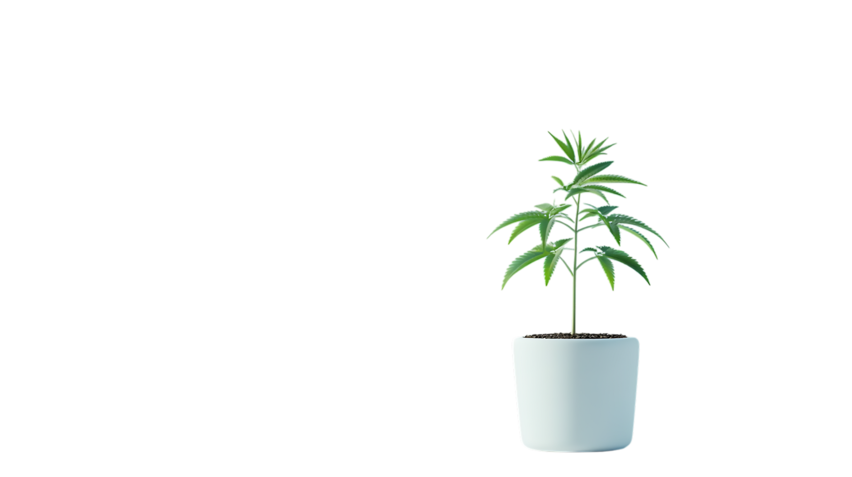 Cannabis plant in a white pot on black background png