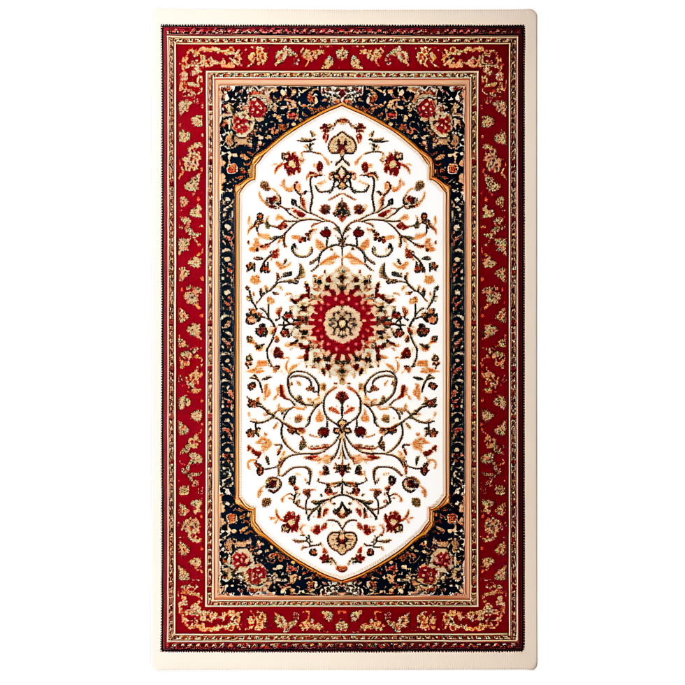 Elegant oriental rug with floral pattern png