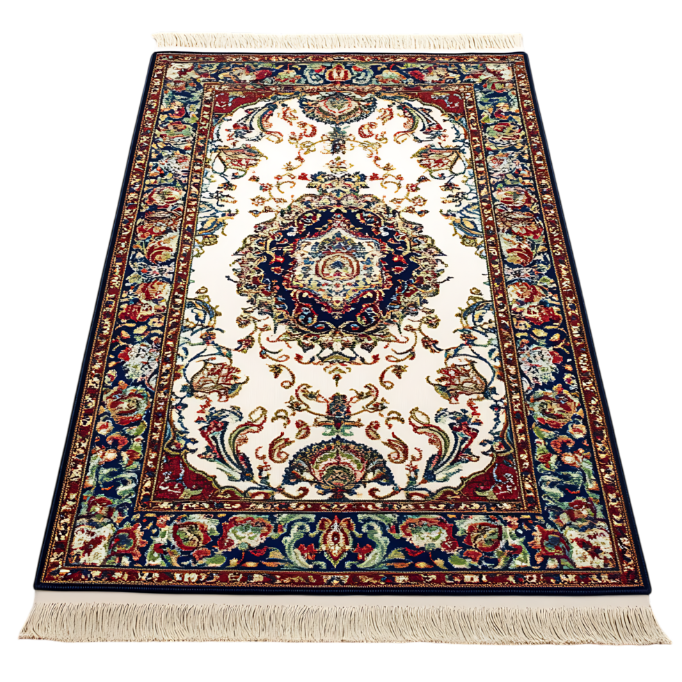 Elegant Persian rug with intricate floral design png
