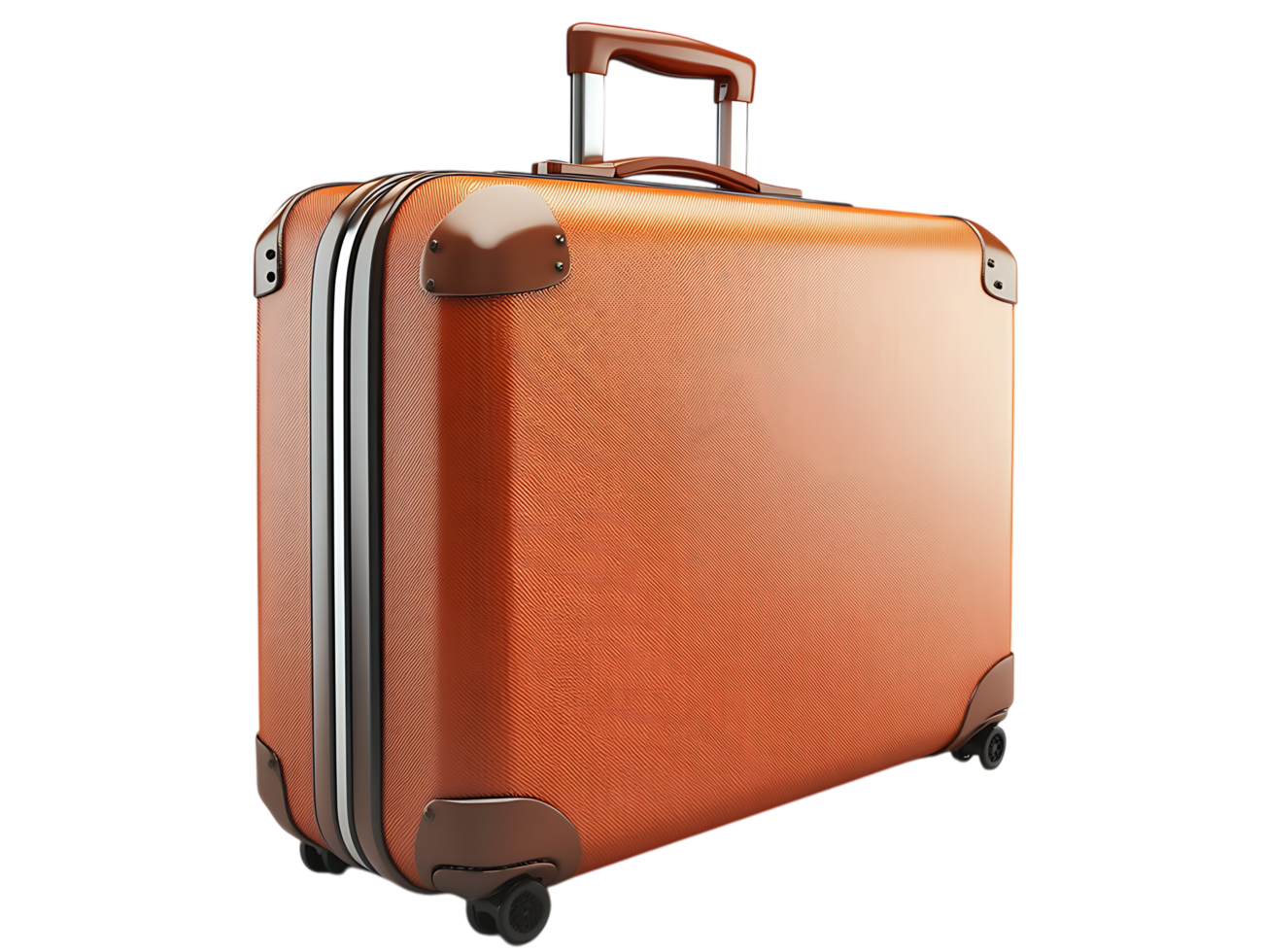 Vintage style orange suitcase, travel bag. png