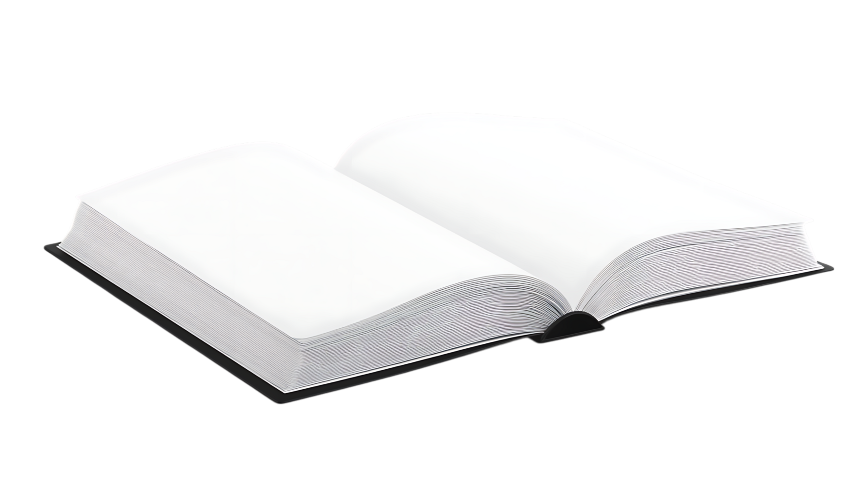 Open book with blank pages, isolated on black background. png