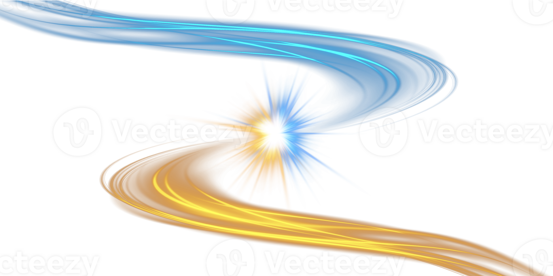 Blue and golden glowing shiny lines effect. Luminous blue and yellow lines of speed. Light glowing effect. Light trail wave, fire path trace line and incandescence curve twirl. Illustration number 30 png