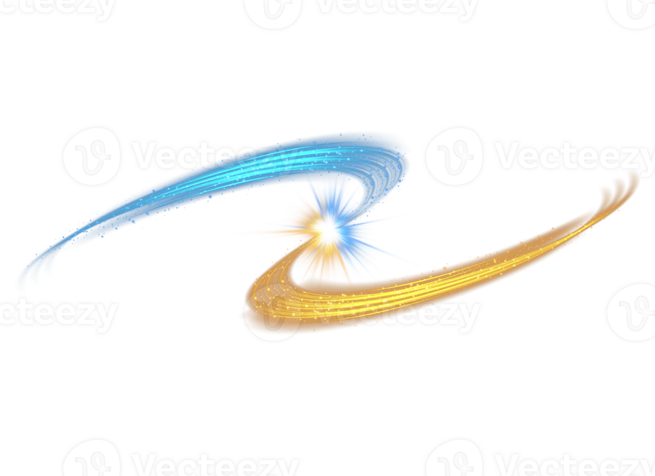 Blue and golden glowing shiny lines effect. Luminous blue and yellow lines of speed. Light glowing effect. Light trail wave, fire path trace line and incandescence curve twirl. Illustration number 19 png