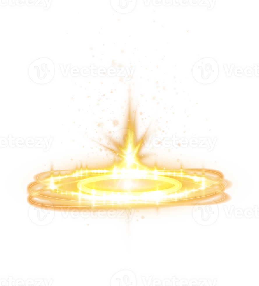 Yellow magic fantasy portal. Futuristic teleport. Light effect. Yellow candles rays of a night scene with sparks. Empty light effect of the podium. Disco club dance floor. . Illustration number 30 png